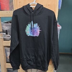Gildan Size M Black Fleece Lined Graphic Hoodie